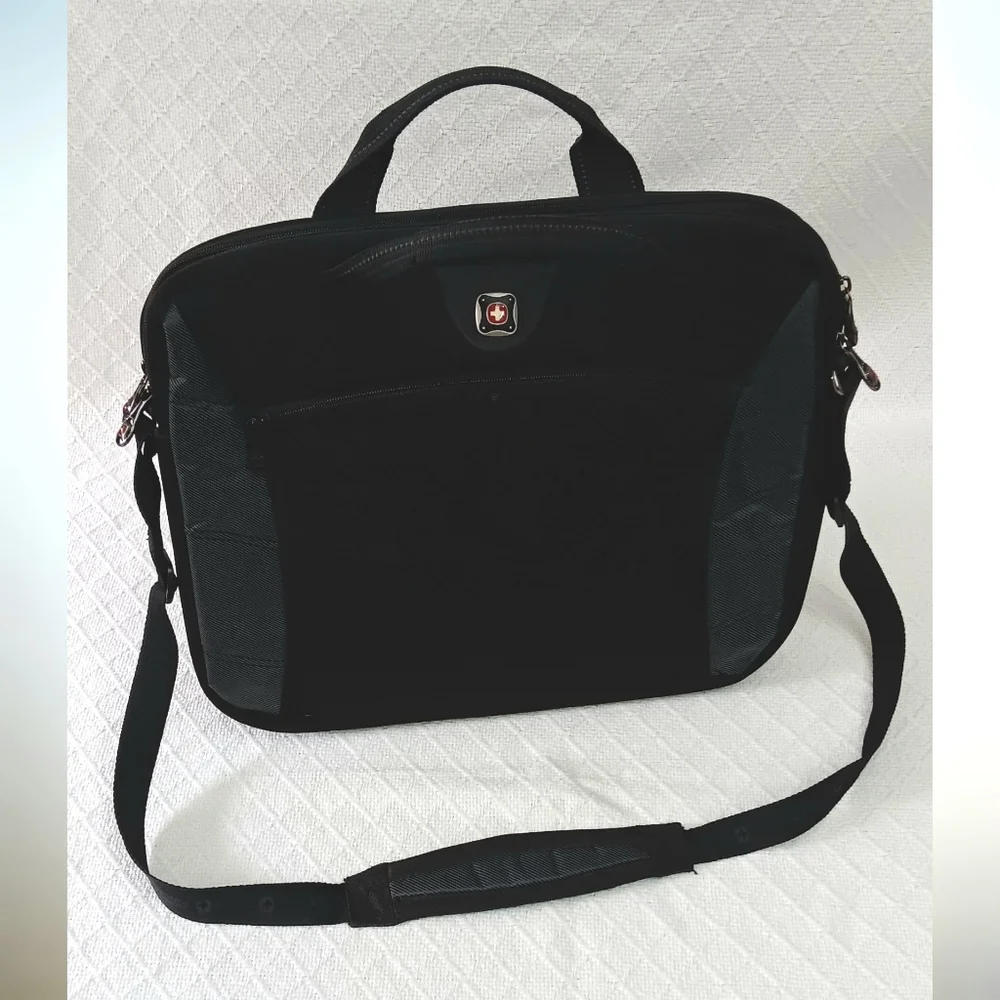 Wenger Swissgear Shoulder Double Slim Case Laptop Bag Black and Gray